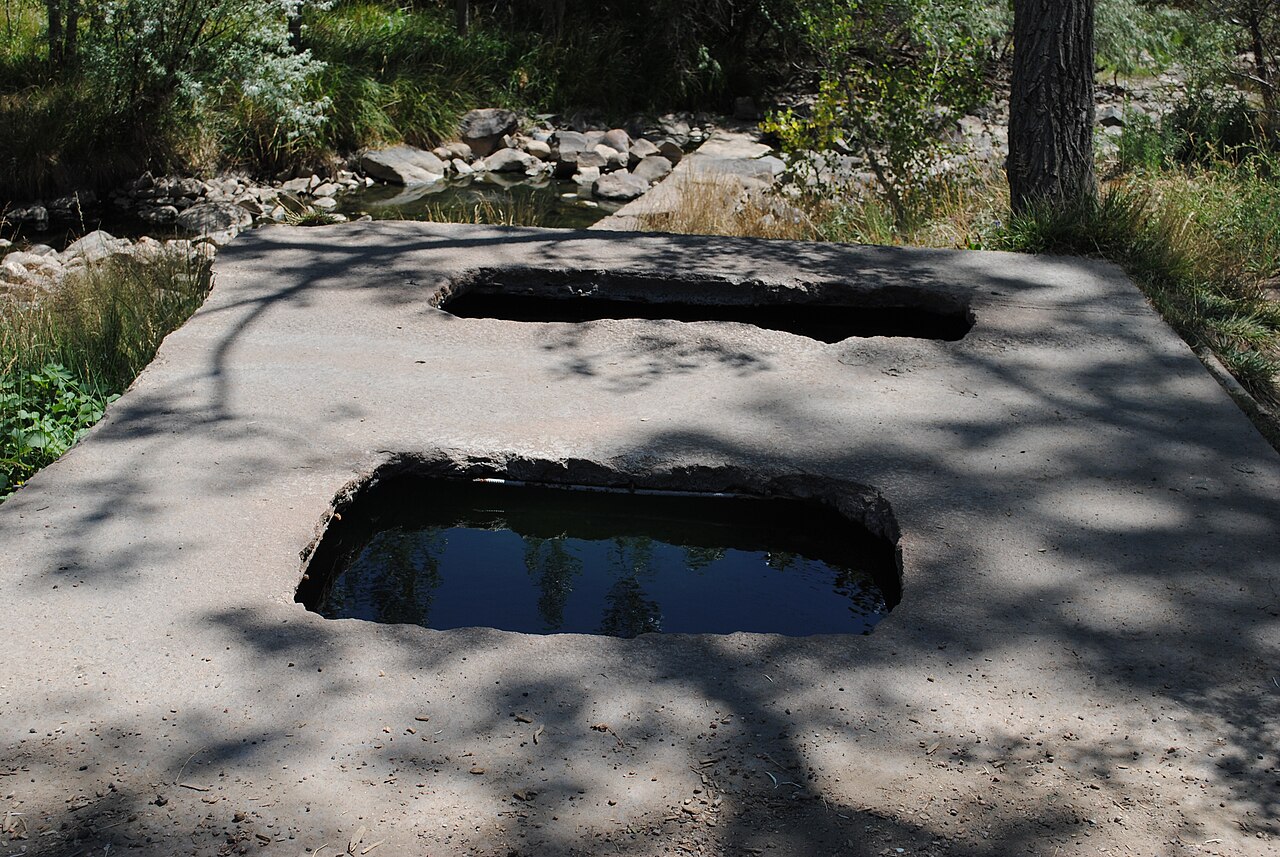 A stone-lined soaking pool at Montezuma Hot Springs
