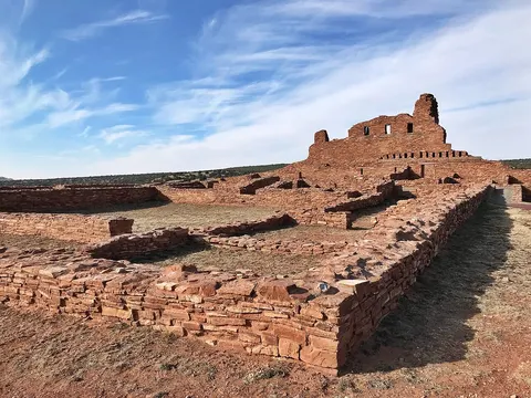 Sandstone mission walls at the Abó unit of Salinas Pueblo Missions