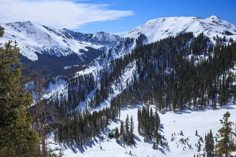 Snow-covered slopes and alpine ridges at Taos Ski Valley
